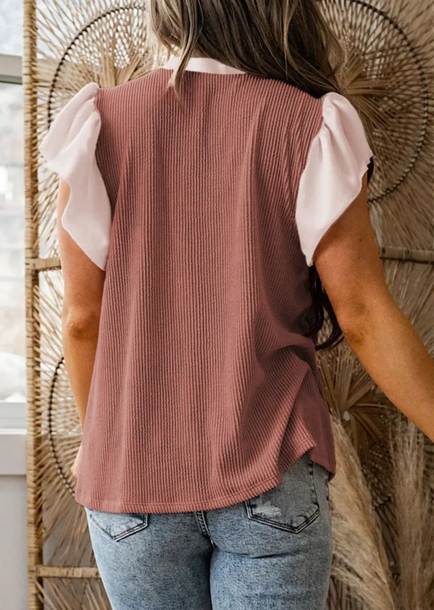 Preorder: Plus Contrast Frilled Blouse